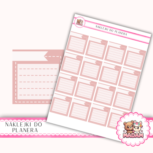Naklejki Planerowe Mini Notatki Boxy Lined 13×18– Róż Przydymiony – MaDam Creative