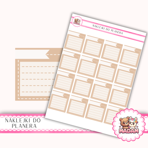 Naklejki Planerowe Mini Notatki Boxy Lined 13×18 – Karmelowe – MaDam Creative