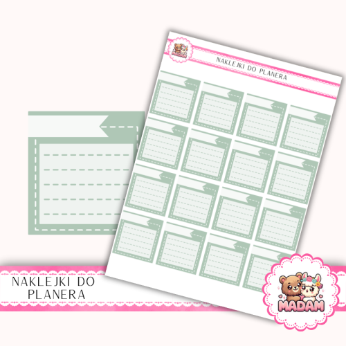 Naklejki Planerowe Mini Notatki Boxy Lined 13×18 – Zielone Eukaliptusowe – MaDam Creative