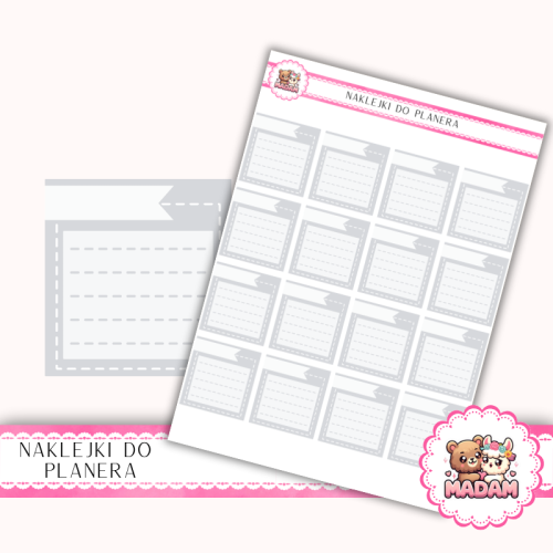 Naklejki Planerowe Mini Notatki Boxy Lined 13×18 – Popiel Jasny – MaDam Creative