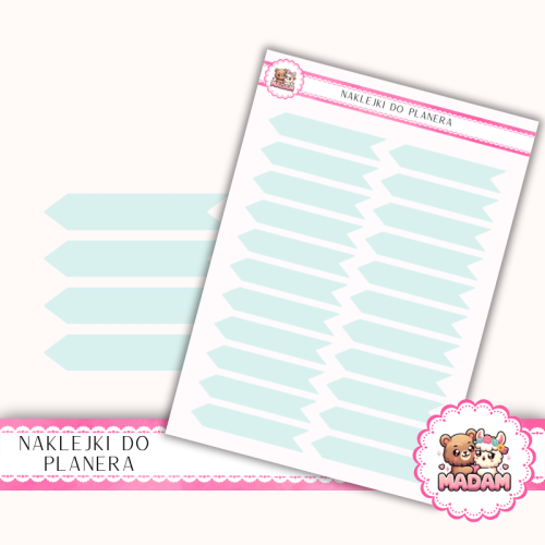Naklejki planerowe Flagi Etykiety Mięta Szałwiowa 13x18 do planera Bullet Journal MaDam Creative