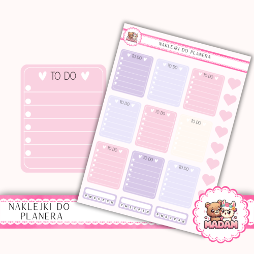 Naklejki planerowe TO DO Calm Lilac 13x18 do planera Bullet Journal MaDam Creative