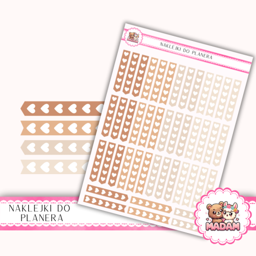 Naklejki planerowe checkmarki serduszka Fresh Minimal 13x18 do planera Bullet Journal MaDam Creative