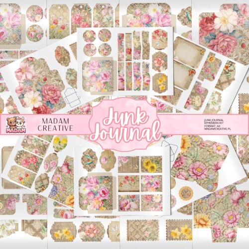 Zestaw Ephemera do Junk Journalingu i Scrapbookingu Sekretny Ogród Kwiatowy – Journal Kit MaDam Creative