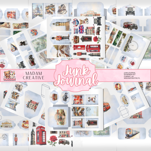 Zestaw Ephemera do Junk Journalingu i Scrapbookingu Londyn – Journal Kit MaDam Creative