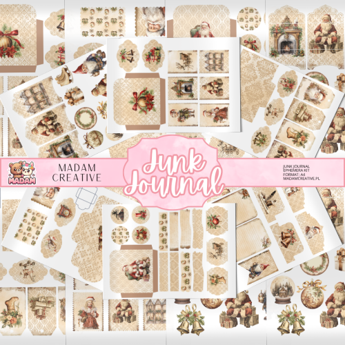 Zestaw Ephemera do Junk Journalingu i Scrapbookingu Antyczne Święta – Journal Kit MaDam Creative