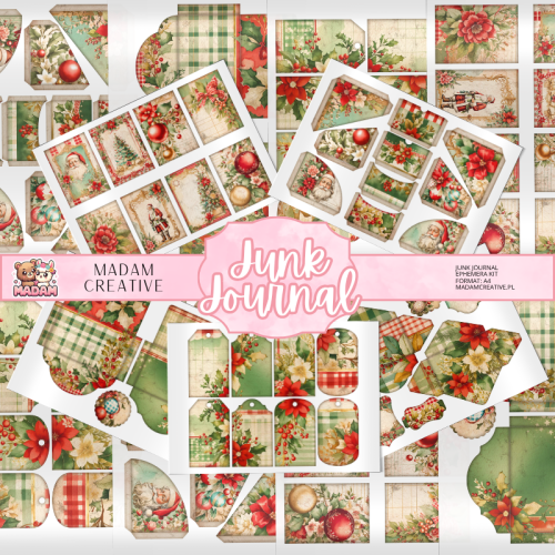 Zestaw Ephemera do Junk Journalingu i Scrapbookingu Krata Świąteczna – Journal Kit MaDam Creative