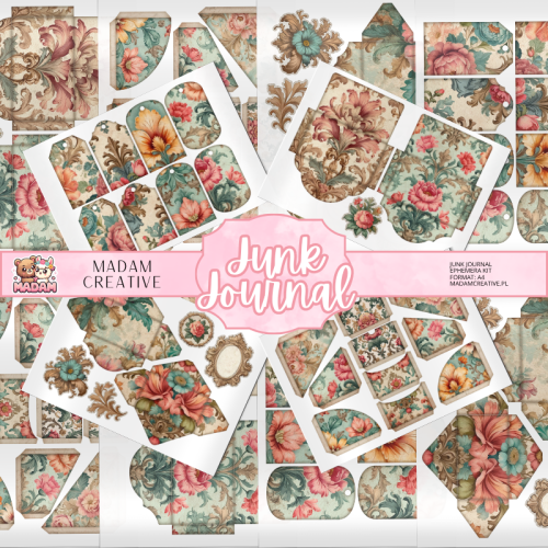 Zestaw Ephemera do Junk Journalingu i Scrapbookingu Barokowe Kwiaty – Journal Kit MaDam Creative