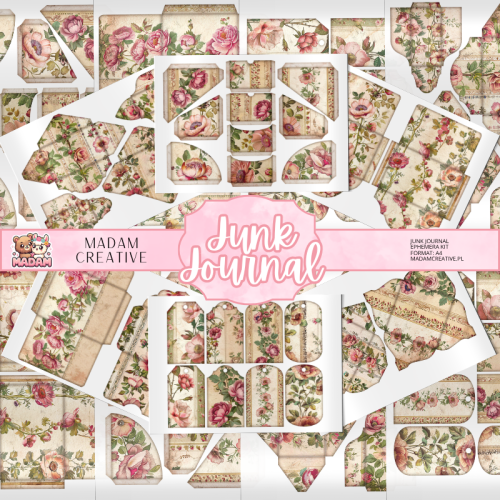 Zestaw Ephemera do Junk Journalingu i Scrapbookingu Kwiaty Vintage – Journal Kit MaDam Creative