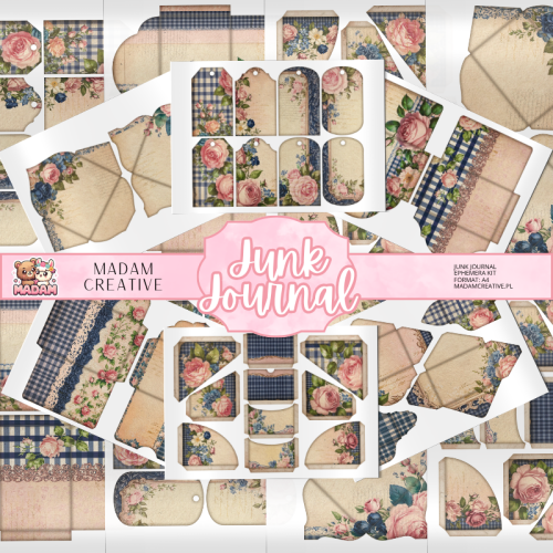 Zestaw Ephemera do Junk Journalingu i Scrapbookingu Floral Shabby Chic 4 – Journal Kit MaDam Creative