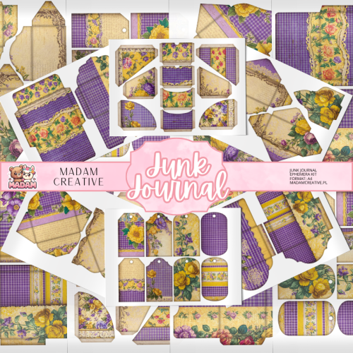 Zestaw Ephemera do Junk Journalingu i Scrapbookingu Floral Shabby Chic 5 – Journal Kit MaDam Creative