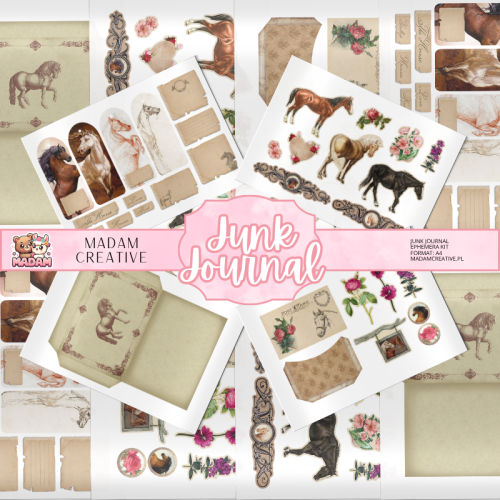 Zestaw Ephemera do Junk Journalingu i Scrapbookingu Konie – Journal Kit MaDam Creative.png