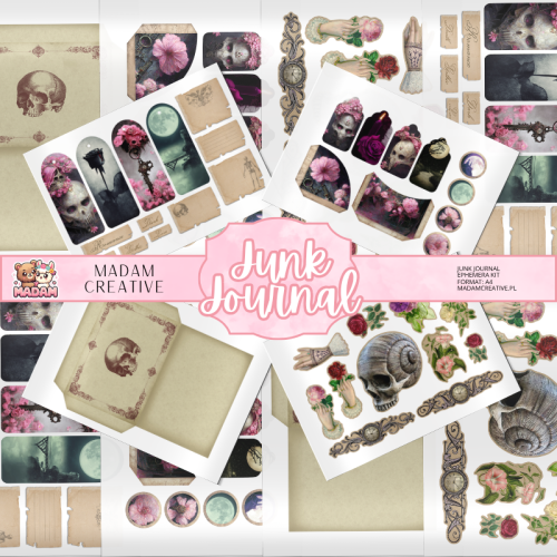 Zestaw Ephemera do Junk Journalingu i Scrapbookingu Gotycki Romans – Journal Kit MaDam Creative