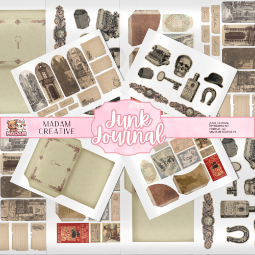 Zestaw Ephemera do Junk Journalingu i Scrapbookingu Detektywistyczny – Journal Kit MaDam Creative