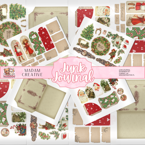 Zestaw Ephemera do Junk Journalingu i Scrapbookingu Boże Narodzenie – Journal Kit MaDam Creative