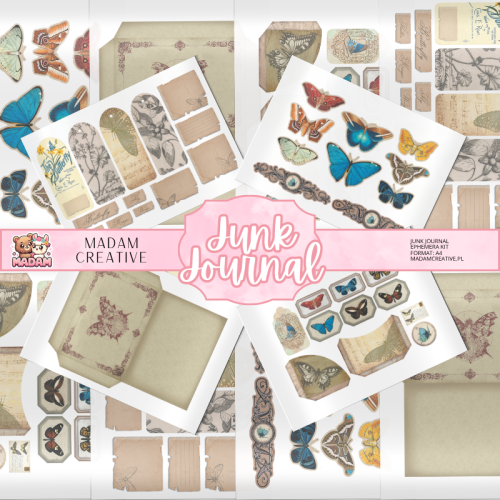 Zestaw Ephemera do Junk Journalingu i Scrapbookingu Motyle – Journal Kit MaDam Creative