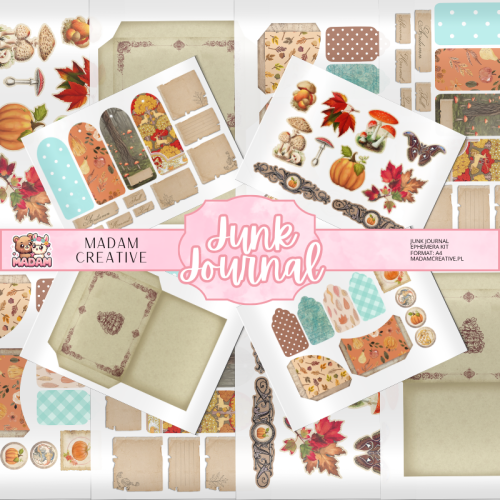 Zestaw Ephemera do Junk Journalingu i Scrapbookingu Jesień – Journal Kit MaDam Creative