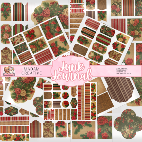 Zestaw Ephemera do Junk Journalingu i Scrapbookingu Święta Bożego Narodzenia – Journal Kit MaDam Creative