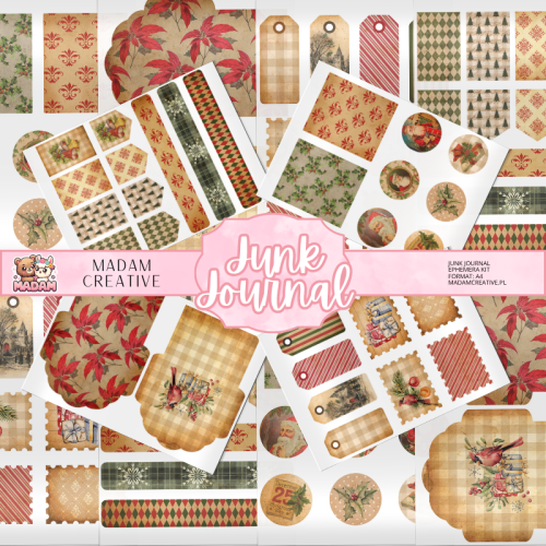 Zestaw Ephemera do Junk Journalingu i Scrapbookingu Święta Bożego Narodzenia 2 – Journal Kit MaDam Creative