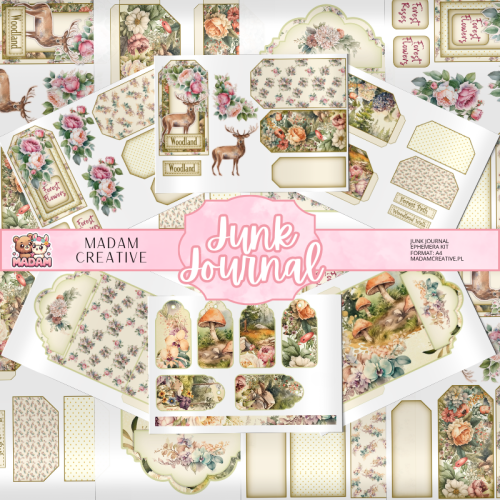 Zestaw Ephemera do Junk Journalingu i Scrapbookingu Leśny Klimat – Journal Kit MaDam Creative
