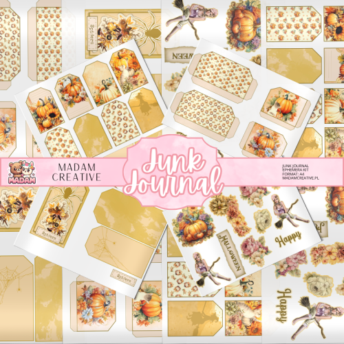 Zestaw Ephemera do Junk Journalingu i Scrapbookingu Halloween 2 – Journal Kit MaDam Creative