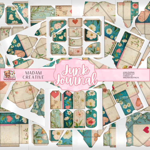 Zestaw Ephemera do Junk Journalingu i Scrapbookingu Kwiaty i Serca – Journal Kit MaDam Creative