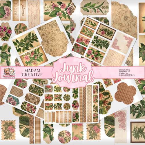 Zestaw Ephemera do Junk Journalingu i Scrapbookingu Vintage – Journal Kit MaDam Creative