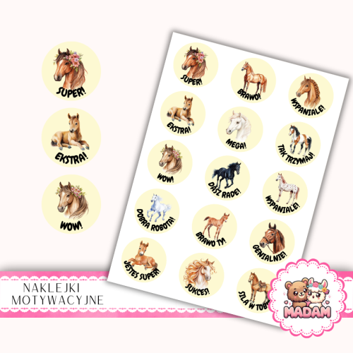 Naklejki Motywacyjne dla Dzieci Konie 13x19 MaDam Creative