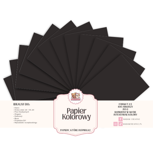 Papier Ksero Kolorowy Czarny głęboki A5 80g 100 arkuszy, MaDam Creative