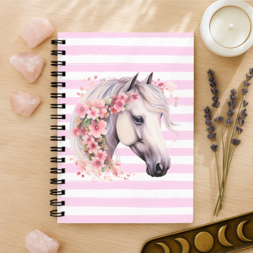 Notes A5 w kropki 80 kartek Koń z Kwiatami Pastelowe Paski MaDam Creative