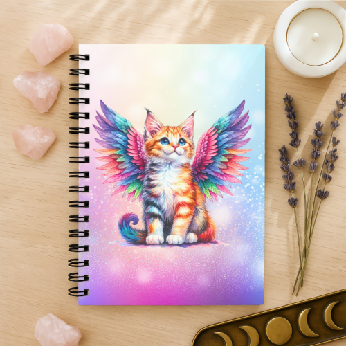 Notes A5 w kropki 80 kartek Kot Aniołek Tęczowe Skrzydła MaDam Creative