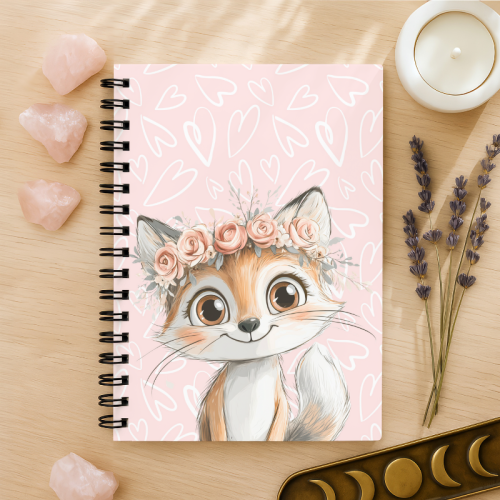 Notes A5 w kropki 80 kartek Lisek w Wianku Różowy Pastelowy MaDam Creative