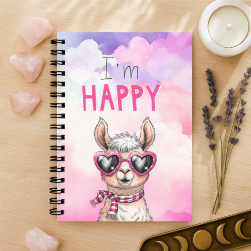 Notes A5 w kropki 80 kartek Lama I’m Happy Różowy Pastelowy MaDam Creative