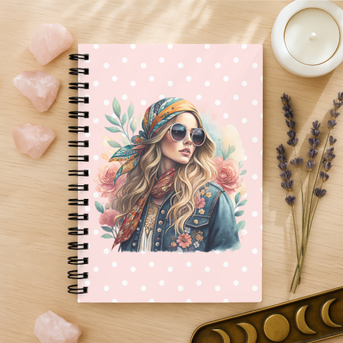 Notes A5 w kropki 80 kartek Styl Boho Dziewczyna z Kwiatami MaDam Creative