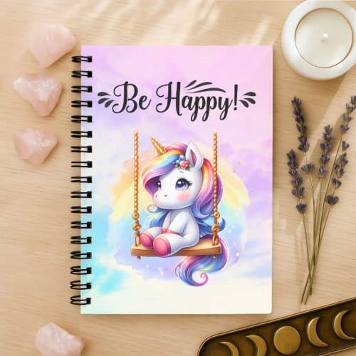Notes A5 w kropki 80 kartek Be Happy Jednorożec na Huśtawce MaDam Creative