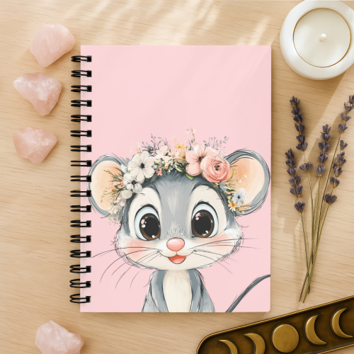 Notes A5 w kratkę 80 kartek Myszka w Wianku Pastelowy Róż MaDam Creative