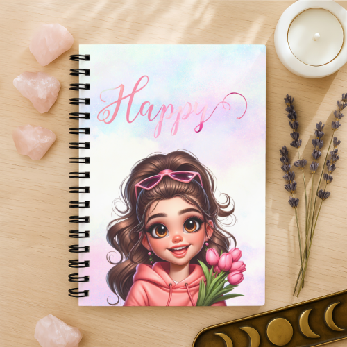 Notes A5 w kratkę 80 kartek Dziewczyna Happy z Tulipanami MaDam Creative