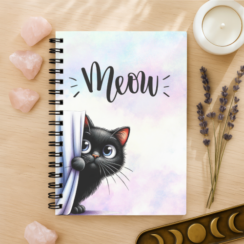 Notes A5 gładki 80 kartek Kot Meow za Zasłoną MaDam Creative