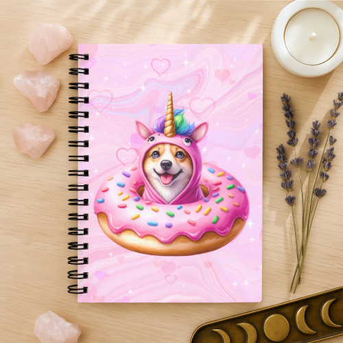 Notes A5 gładki 80 kartek Pies Jednorożec Donut Różowy MaDam Creative