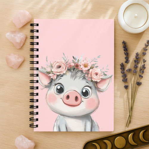 Notes A5 gładki 80 kartek Świnka w Wianku Kwiatowym MaDam Creative