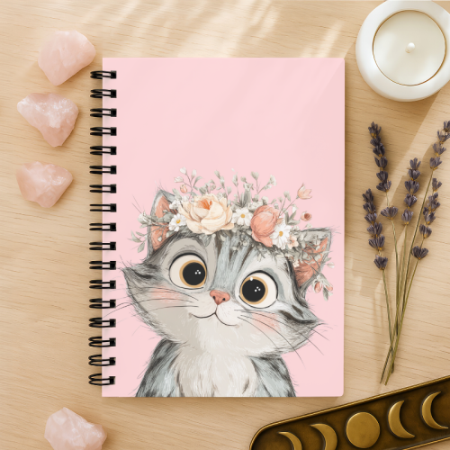 Notes A5 gładki 80 kartek Kot w Wianku Pastelowy Róż MaDam Creative