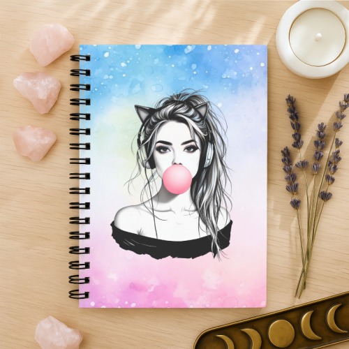 Notes A5 gładki 80 kartek Dziewczyna z Gumą Pastelowy Styl MaDam Creative