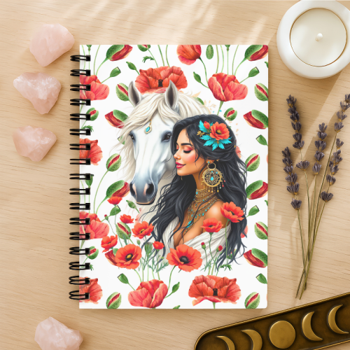 Notes A5 w kratkę 80 kartek Kobieta z Koniem i Makiem Boho MaDam Creative