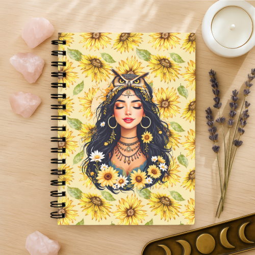 Notes A5 gładki 80 kartek Dziewczyna w Słonecznikach Boho MaDam Creative