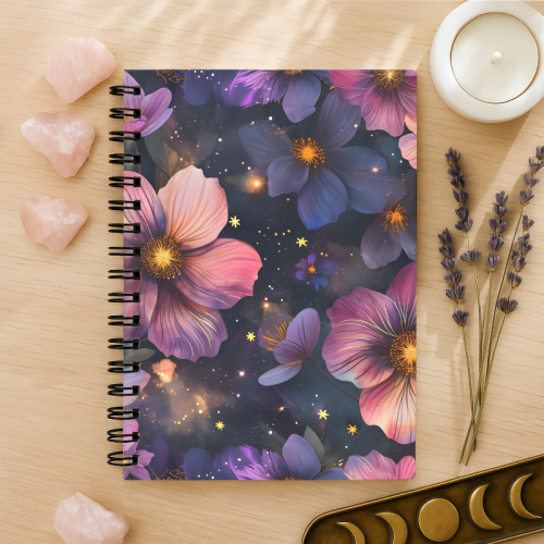 Notes A5 w kratkę 80 kartek Fioletowe Kwiaty Magic Night MaDam Creative