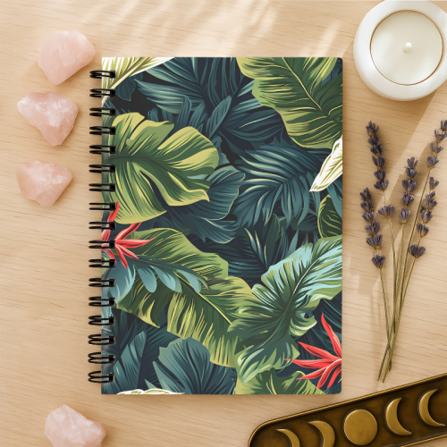 Notes A5 w kratkę 80 kartek Liście Tropikalne Ciemne Tło MaDam Creative