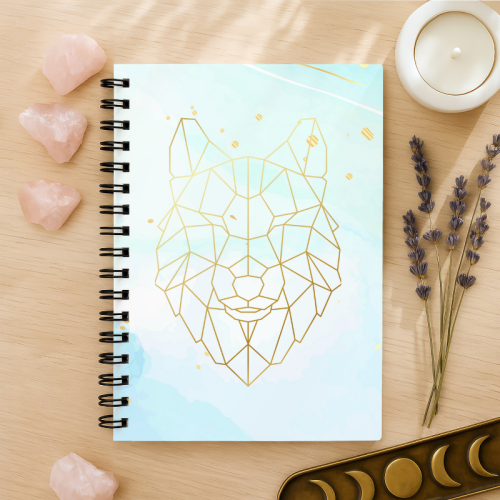 Notes A5 w kratkę 80 kartek Wilk Geometryczny Turkus Złoto MaDam Creative