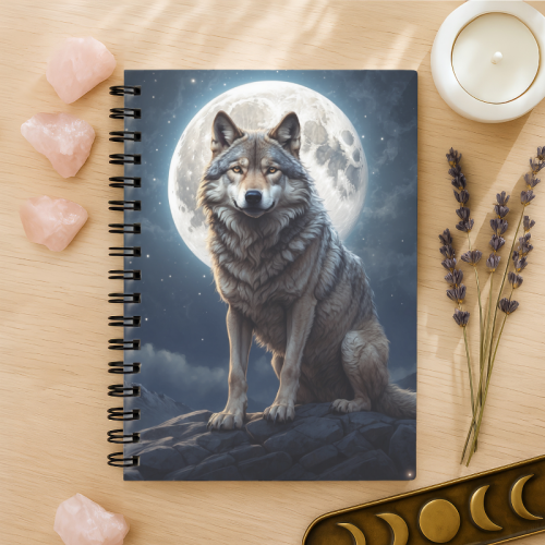 Notes A5 w kropki 80 kartek Wilk przy Pełni Księżyca MaDam Creative