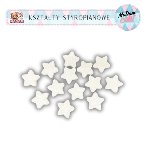 Gwiazdki styropianowe 5 cm 12 sztuk, MaDam Creative