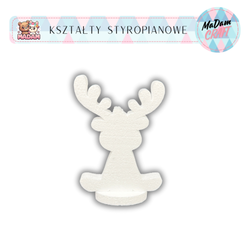Baza styropianowa Renifer z podstawką 10 cm Boże Narodzenie wzór1, MaDam Creative